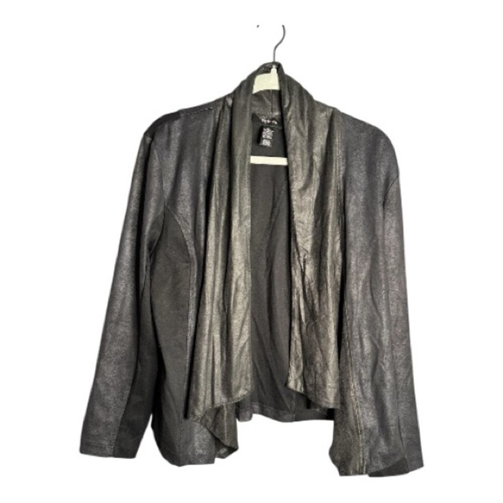 Style & Co Black Drapey Open Front Blazer Large